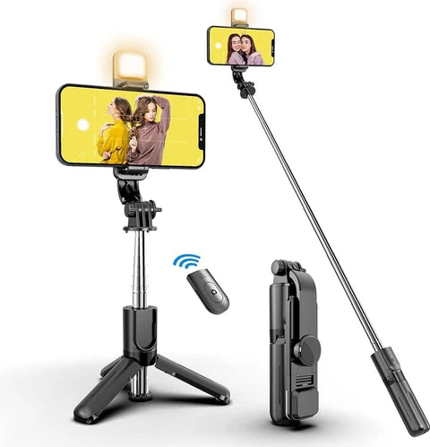 R1S 3-in-1 Selfie Stick Tripod with Bluetooth Remote – Extendable Wireless Phone Stand for Photography, Vlogging & Video Recording